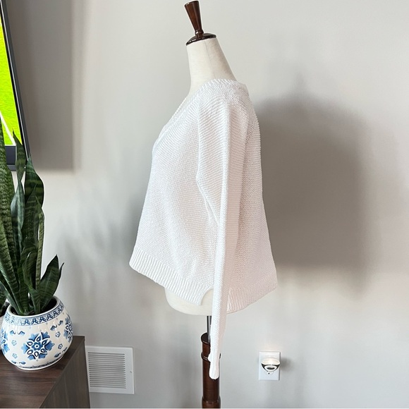 Madewell Arden V-Neck Pullover Chunky Knit Sweater - Almost White - Picture 6 of 10